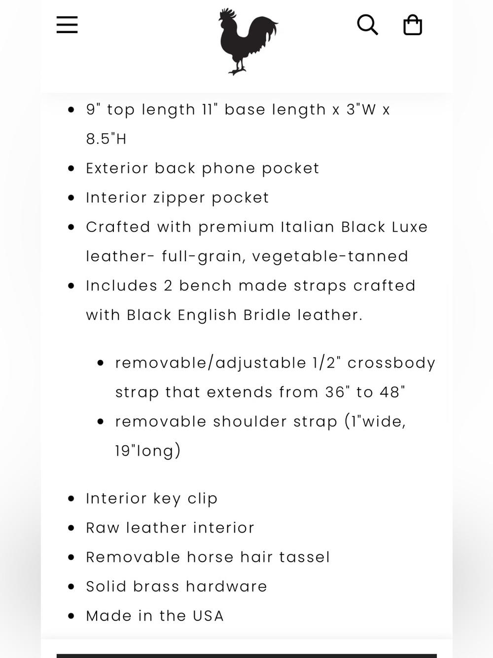 Black luxe leather saddle bag - Picture 3 of 5